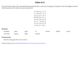 Esther 6:12 Word Search Puzzle