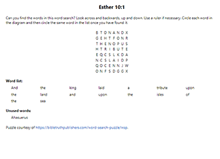 Esther 10:1 Word Search Puzzle
