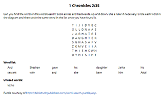 1 Chronicles 2:35 Word Search Puzzle