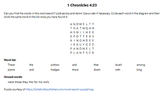 1 Chronicles 4:23 Word Search Puzzle
