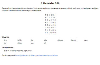 1 Chronicles 5:56 Word Search Puzzle