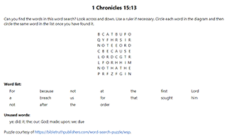 1 Chronicles 15:13 Word Search Puzzle
