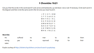 1 Chronicles 16:21 Word Search Puzzle