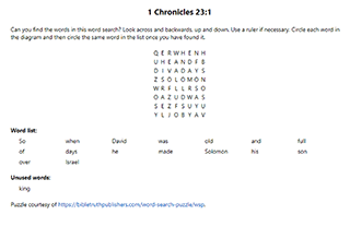 1 Chronicles 23:1 Word Search Puzzle
