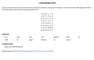 1 Chronicles 25:8 Word Search Puzzle