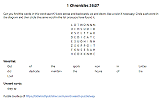 1 Chronicles 26:27 Word Search Puzzle
