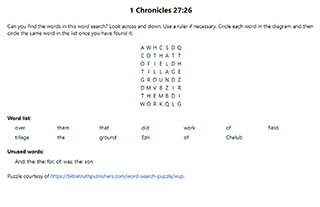 1 Chronicles 27:26 Word Search Puzzle