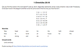 1 Chronicles 28:10 Word Search Puzzle