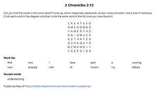 2 Chronicles 2:13 Word Search Puzzle