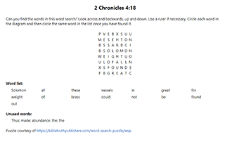 2 Chronicles 4:18 Word Search Puzzle