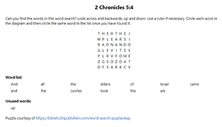 2 Chronicles 5:4 Word Search Puzzle