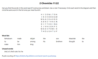 2 Chronicles 11:22 Word Search Puzzle