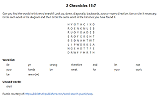 2 Chronicles 15:7 Word Search Puzzle