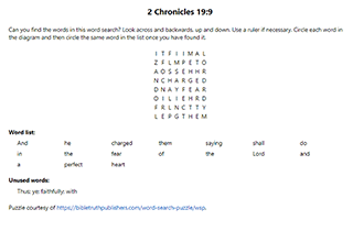2 Chronicles 19:9 Word Search Puzzle