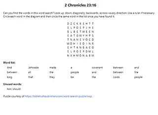2 Chronicles 23:16 Word Search Puzzle
