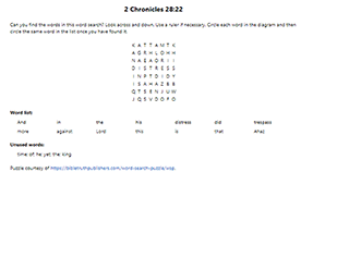 2 Chonicles 28:22 Word Search Puzzle