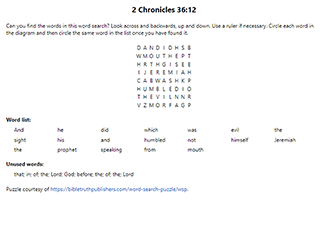 2 Chronicles 36:12 Word Search Puzzle
