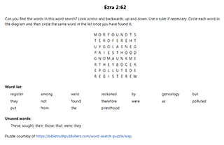 Ezra 2:62 Word Search Puzzle