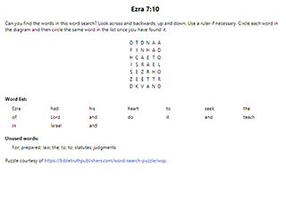 Ezra 7:10 Word Search Puzzle