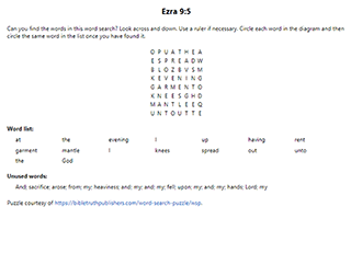 Ezra 9:5 Word Search Puzzle