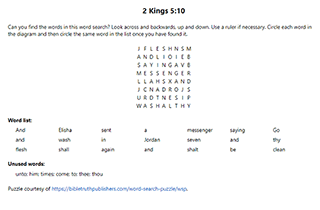 2 Kings 5:10 Word Search Puzzle