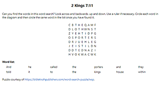 2 Kings 7:11 Word Search Puzzle