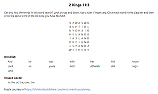 2 Kings 11:3 Word Search Puzzle