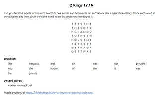 2 Kings 12:16 Word Search Puzzle