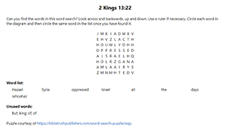 2 Kings 13:22 Word Search Puzzle