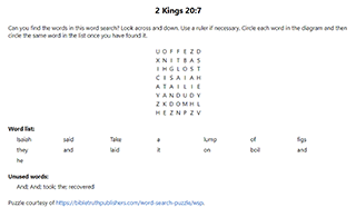 2 Kings 20:7 Word Search Puzzle