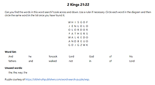 2 Kings 21:22 Word Search Puzzle