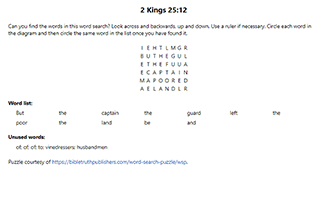 2 Kings 25:12 Word Search Puzzle