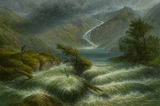 A Mountain Torrent Inundating a Valley