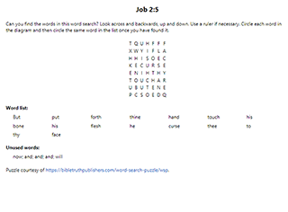 Job 2:5 Word Search Puzzle