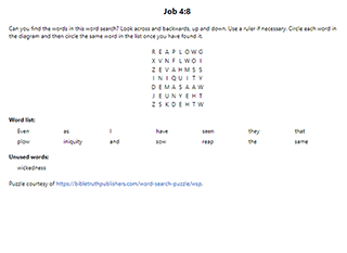Job 4:8 Word Search Puzzle