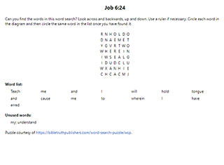 Job 6:24 Word Search Puzzle