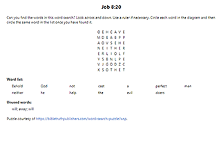 Job 8:20 Word Search Puzzle