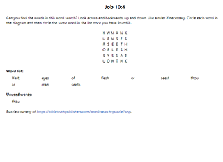 Job 10:4 Word Search Puzzle