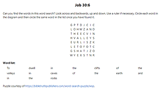 Job 30:6 Word Search Puzzle