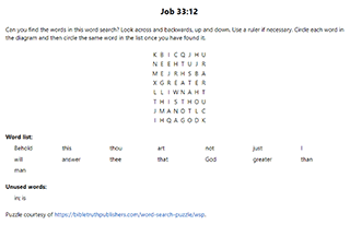 Job 33:12 Wor Search Puzzle