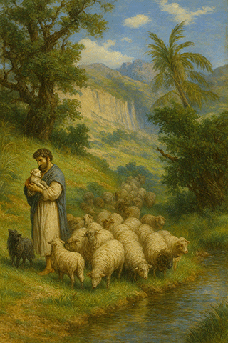 An Eastern Shepherd Leading his Flock