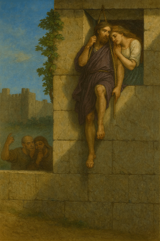 David Escaping by a Window