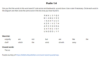 Psalm 1:4 Word Search Puzzle