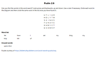 Psalm 2:6 Word Search Puzzle