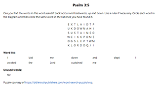 Psalm 3:5 Word Search Puzzle