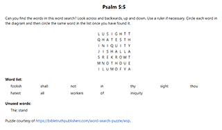 Psalm 5:5 Word Search Puzzle