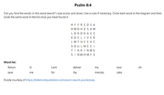 Psalm 6:4 Word Search Puzzle