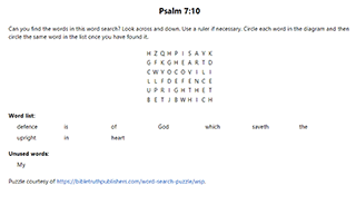 Psalm 7:10 Word Search Puzzle