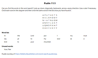 Psalm 11:1 Word Search Puzzle