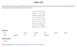 Psalm 13:5 Word Search Puzzle